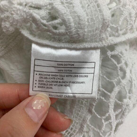 Ariat Crochet Shirt Womens S Small White Scoop Neck Cap Sleeve Open Stitch Top - Picture 9 of 13